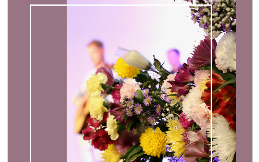 Vibrant floral arrangement at Platt Park Church representing new beginnings and the acceptance of change as part of God's plan.