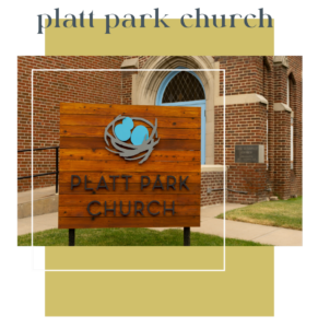 Exterior Platt Park Church sign for financial update blog in Denver, CO.