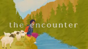 A congregation member by a stream reflecting on the joy of the Easter season, surrounded by nature and the message of resurrection